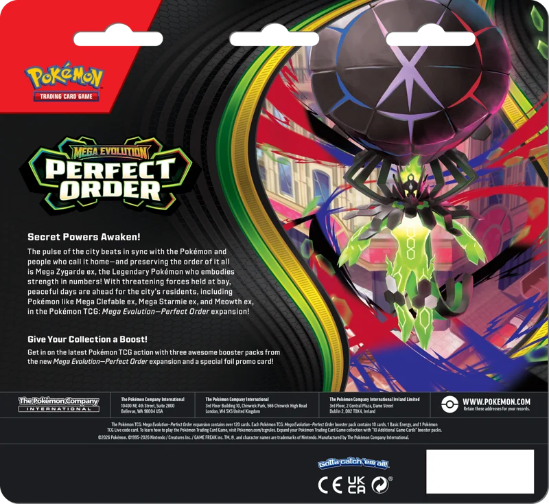 Pokemon TCG Mega Evolution Perfect Order 3 Pack Blister Chikorita