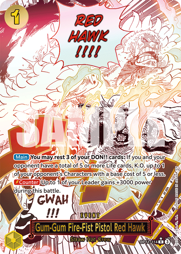 OP11-114 - Gum-Gum Fire-Fist Pistol Red Hawk (Alt Art) (Manga Rare)