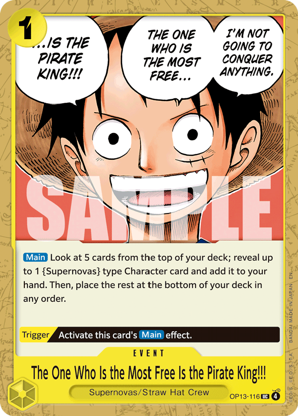 OP13-116 - The One Who Is the Most Free Is the Pirate King!!!