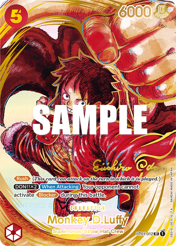 ST01-012 - Monkey.D.Luffy (SR) (Alt Art) (Special Card) (Gold Version) (Signed)