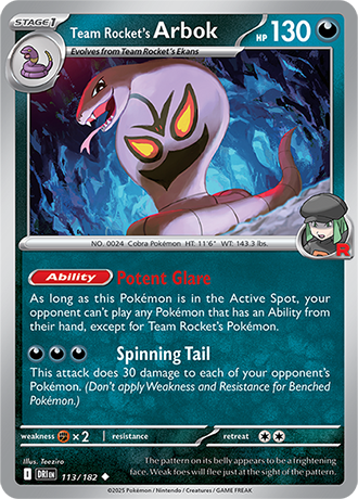 113/182 - Team Rocket's Arbok