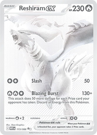 173/086 - Reshiram Ex (Black White Rare)
