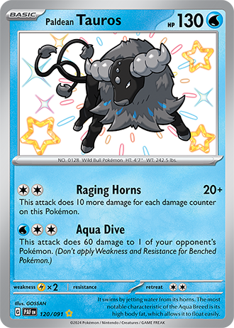 120/091 - Paldean Tauros (Shiny Rare)