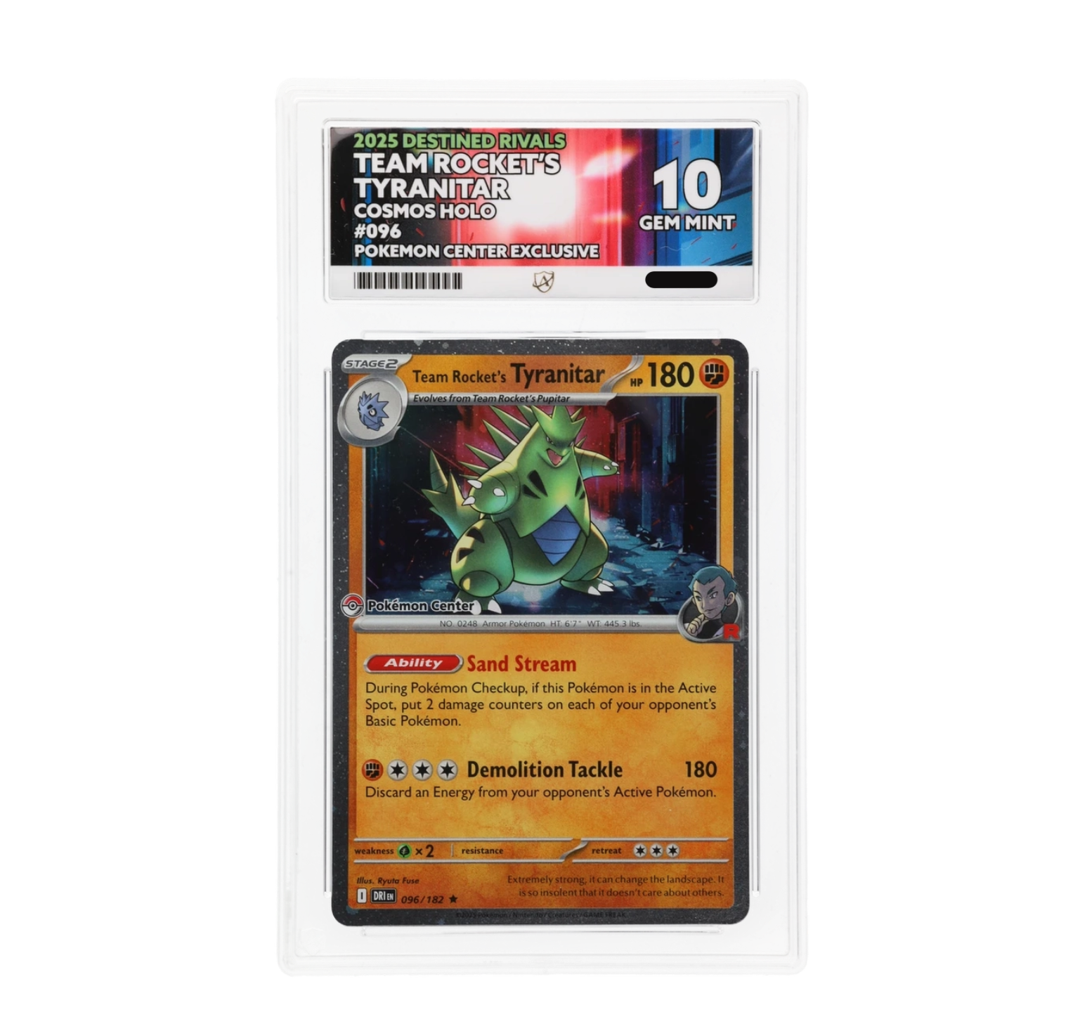 Pokemon TCG: Team Rocket’s Tyranitar 096/182 Pokemon Center Stamped ACE 10